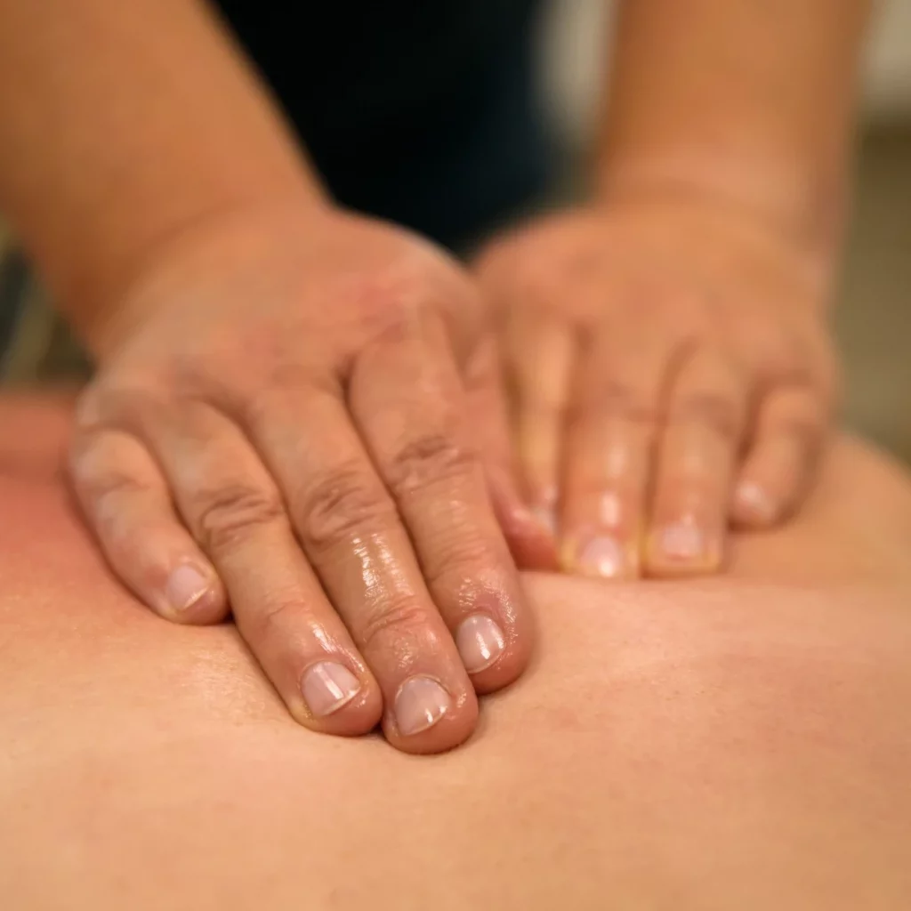 Klassische Massage am Rücken bei Physiopunkt Brühl zur Entspannung und Schmerzlinderung
