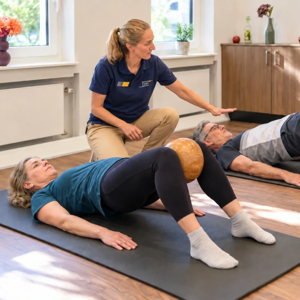 Teilnehmende beim angeleiteten BM Balance Beckenbodenkurs bei PhysioPunkt Brühl